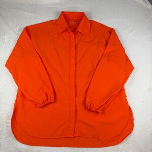 WILO Parachute Oversized Button Up Shirt Tangerine Long Sleeve Women's S-NWT